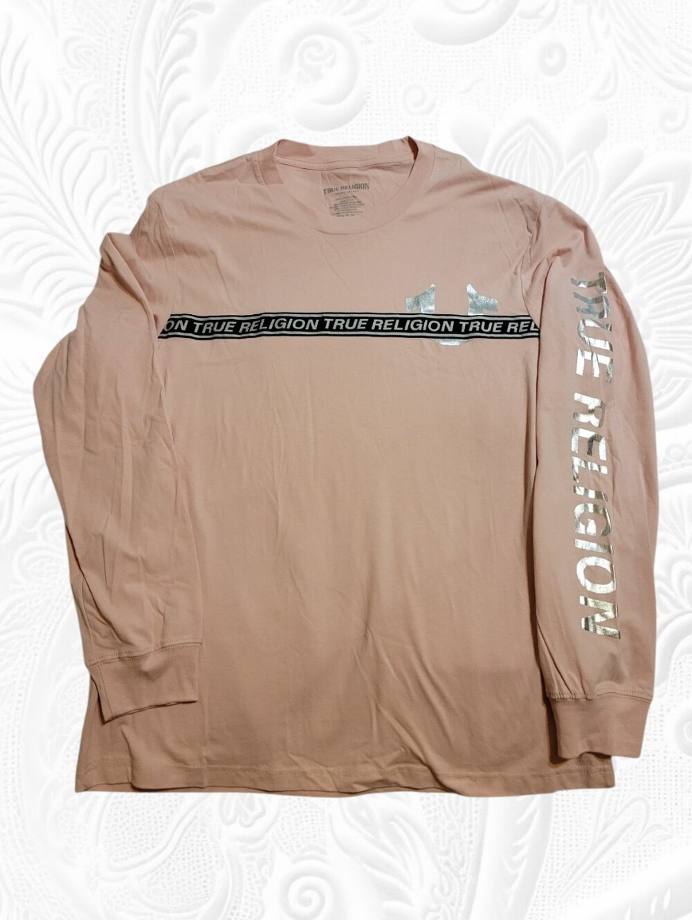 True Religion Metallic Logo Long Sleeve T-shirt - Men's Size L - New - NWT